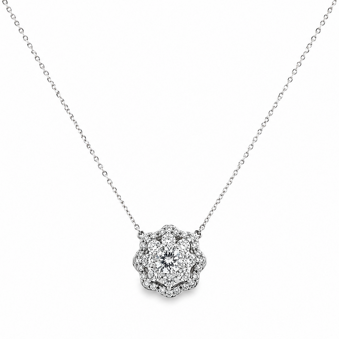 Silver Cluster Flower Necklace