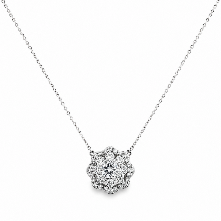 Silver Cluster Flower Necklace