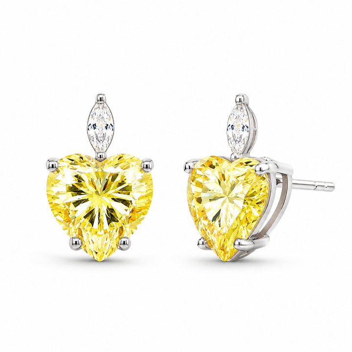 Yellow Heart Shaped Earrings