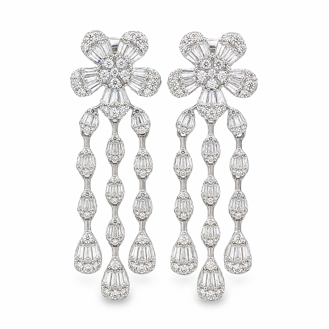 Floral Pear Shaped Drop Earrings
