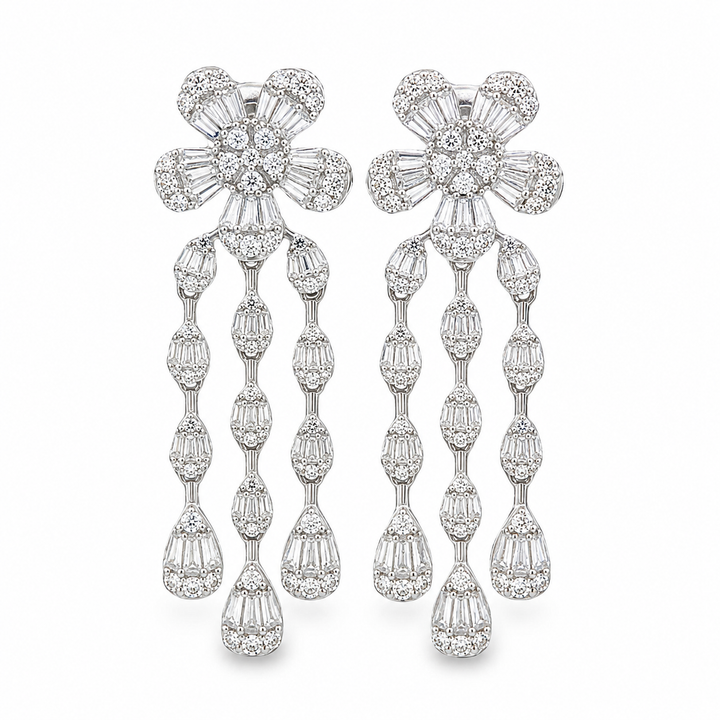 Floral Pear Shaped Drop Earrings