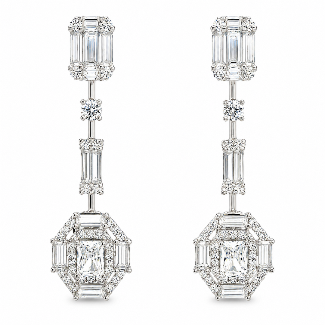 Elegant Baguette Drop Earrings