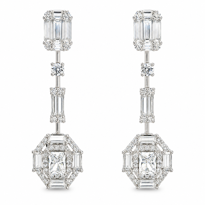 Elegant Baguette Drop Earrings