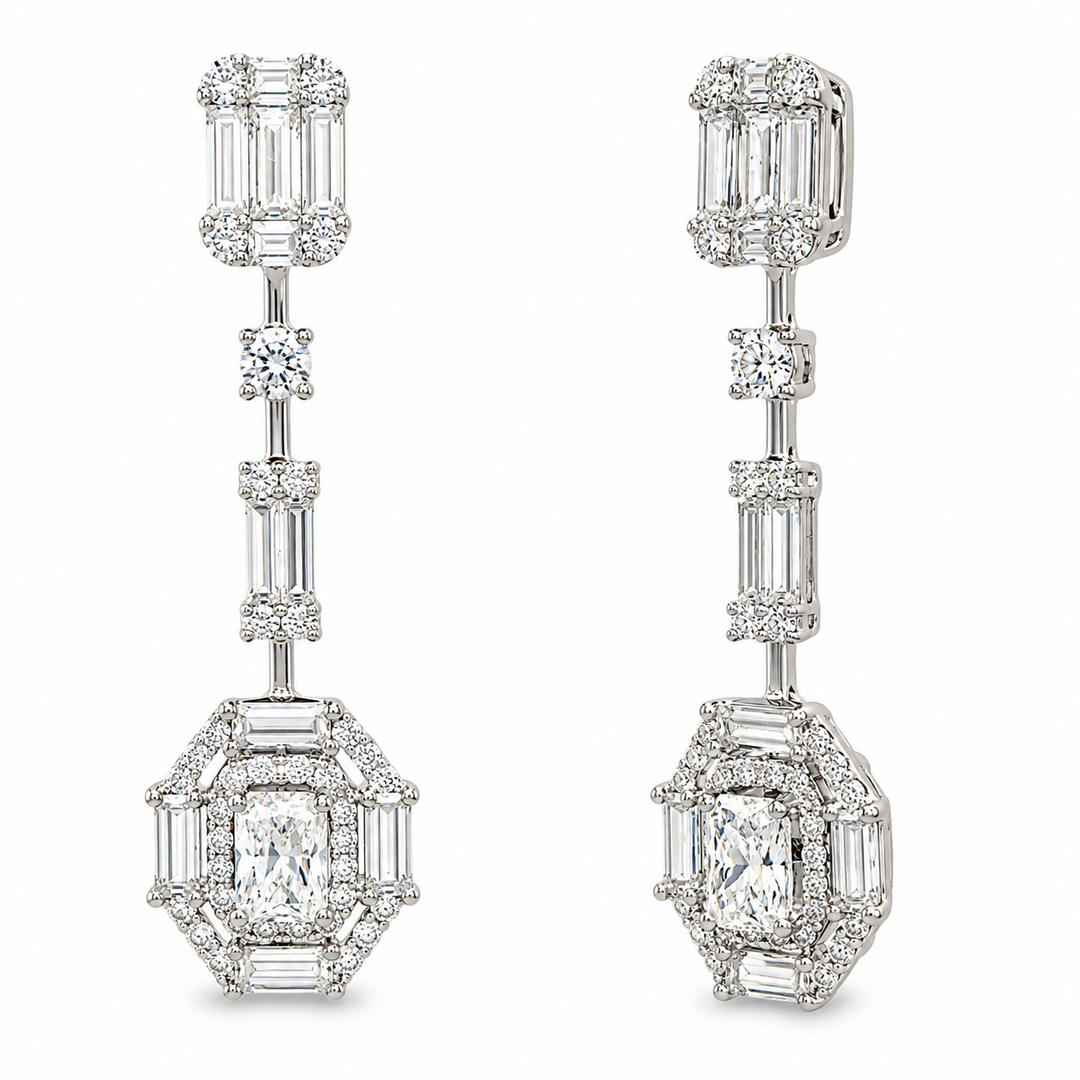 Elegant Baguette Drop Earrings