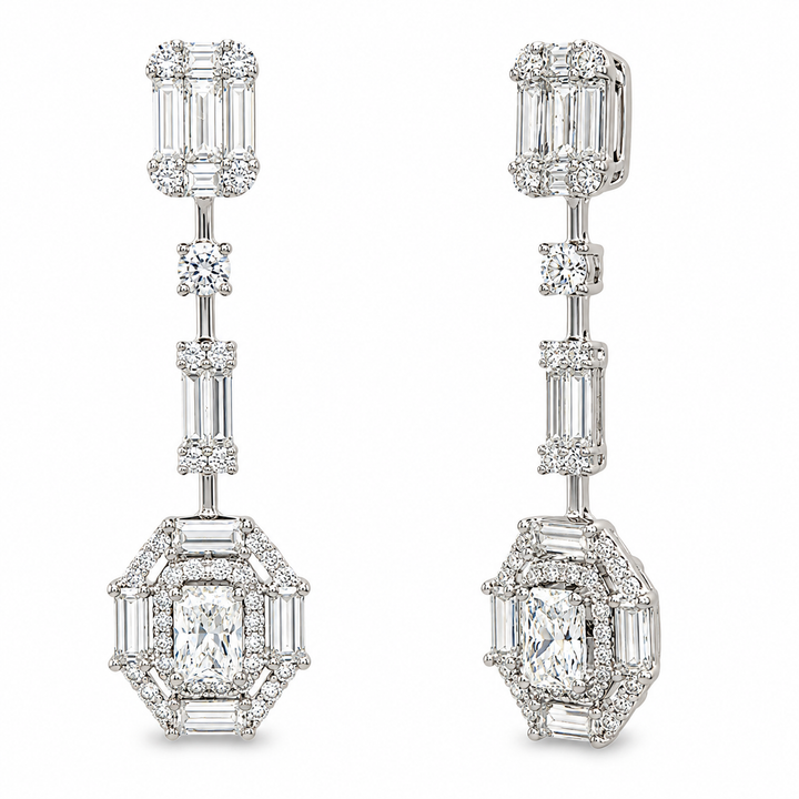 Elegant Baguette Drop Earrings