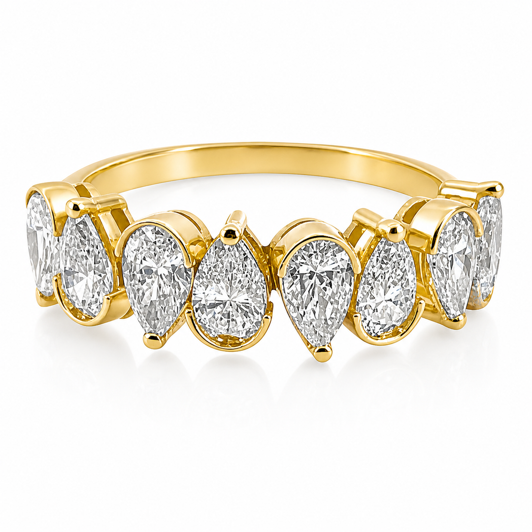 14K Lab Diamond Pear Shaped Band Ring