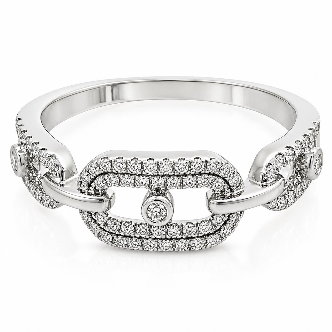 Pave Diamond Link Style Band Ring