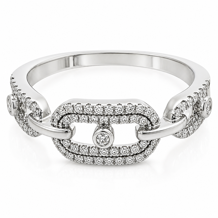 Pave Diamond Link Style Band Ring
