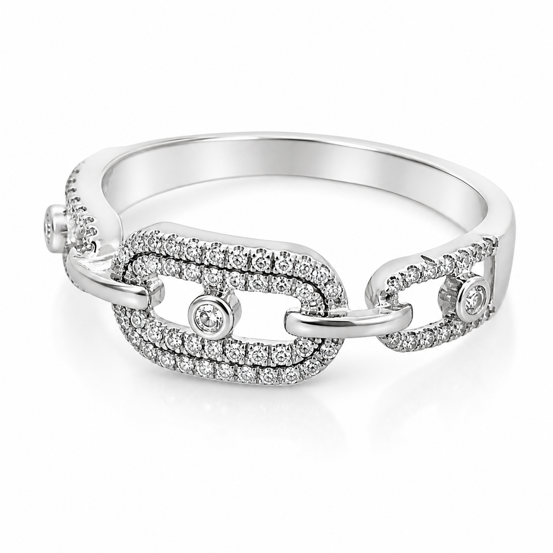 Pave Diamond Link Style Band Ring