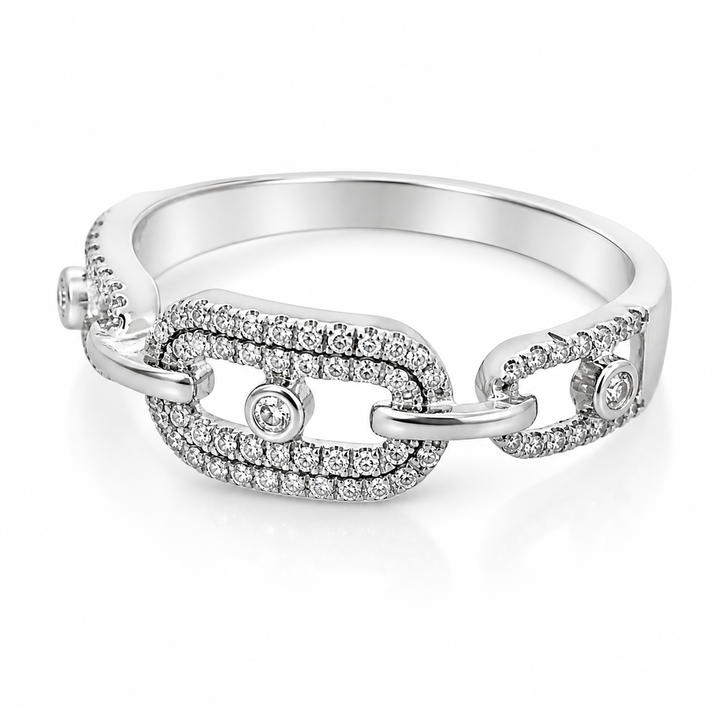Pave Diamond Link Style Band Ring