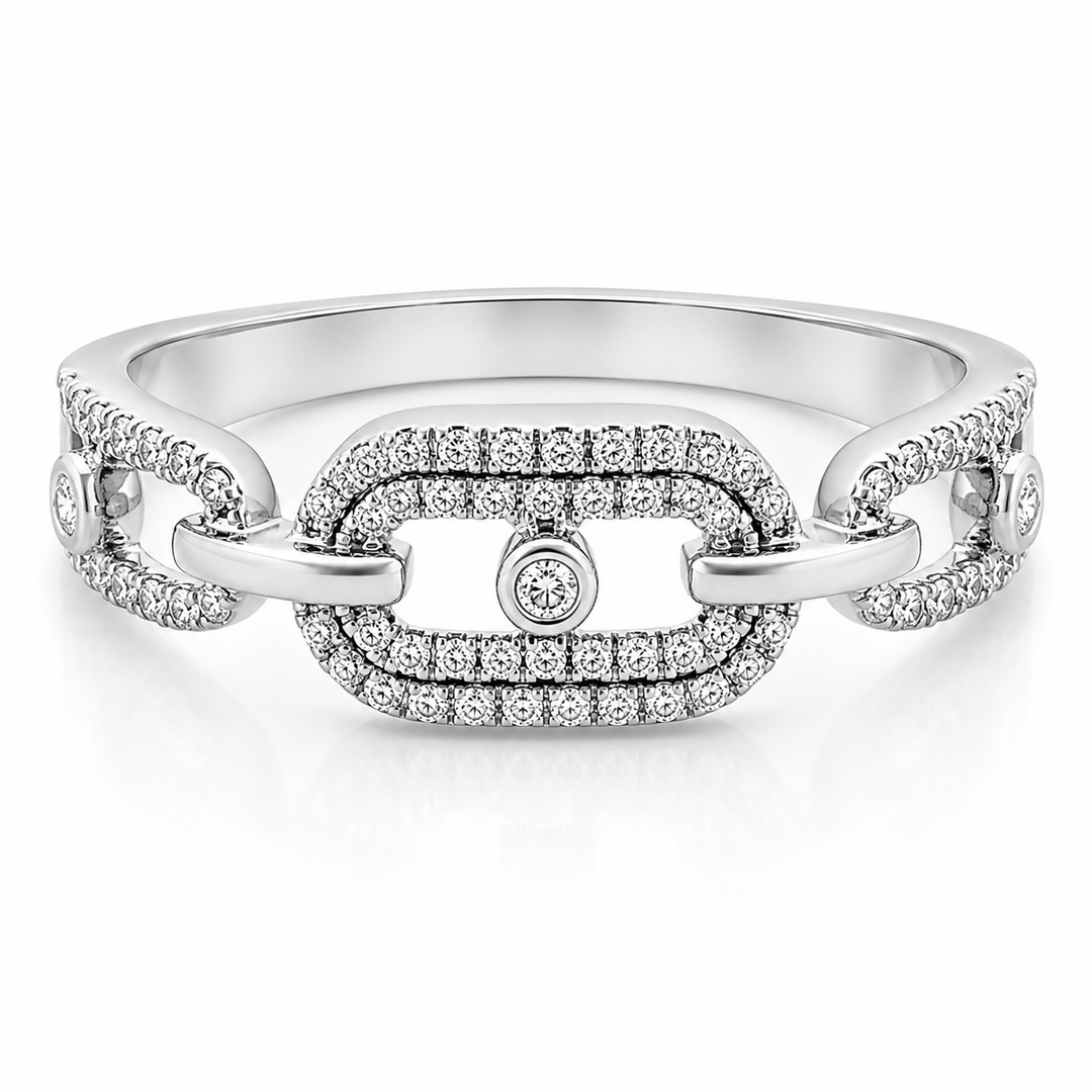 Pave Diamond Link Style Band Ring