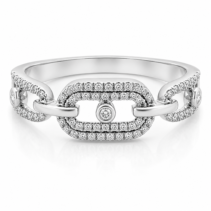 Pave Diamond Link Style Band Ring