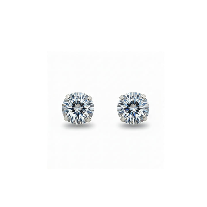 14K Studs With Round Cubic Zirconia