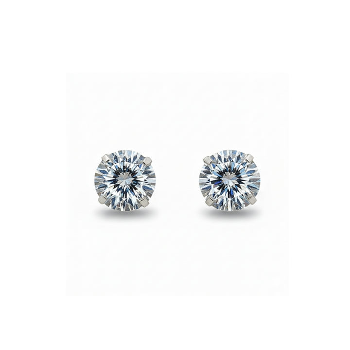 14K Studs With Round Cubic Zirconia
