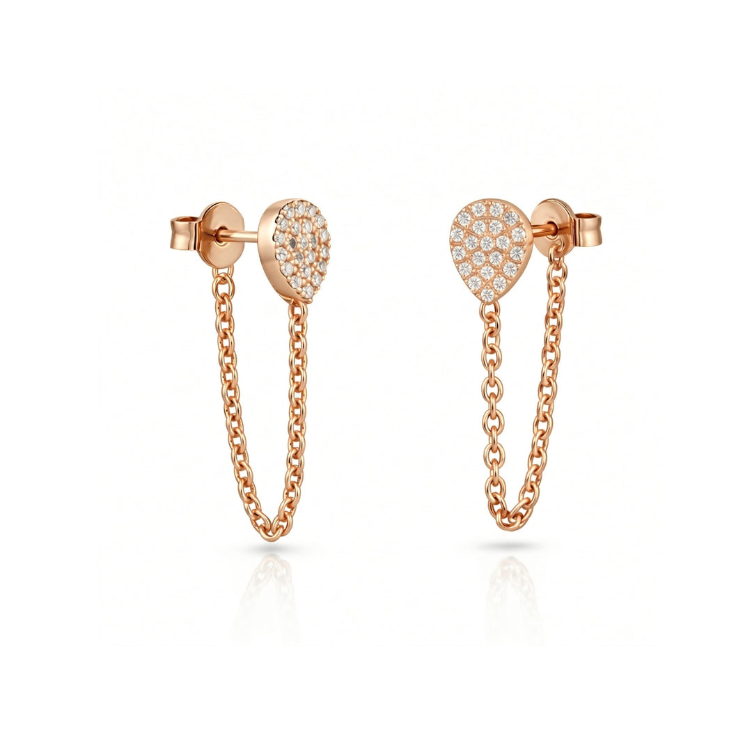 Teardrop Diamond Chain Earrings