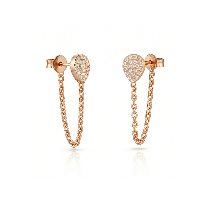 Teardrop Diamond Chain Earrings