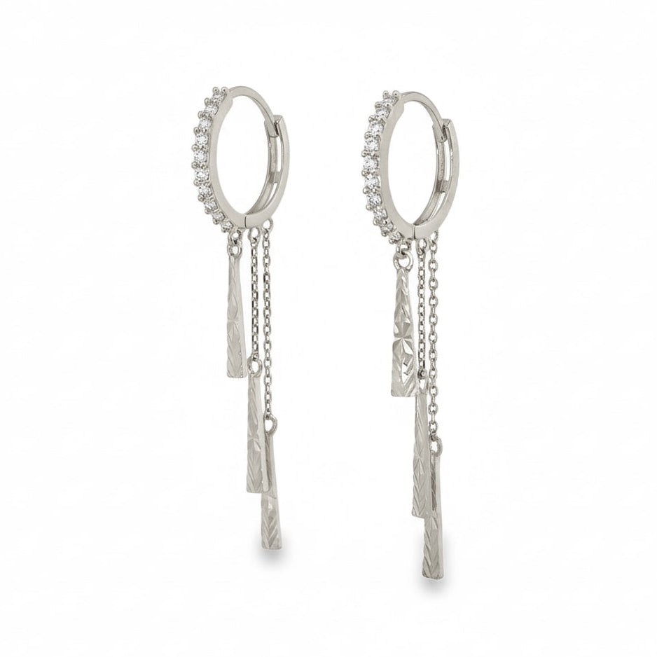 14k Diamond Cut Huggie Bar Earrings