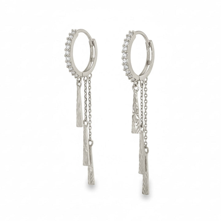 14k Diamond Cut Huggie Bar Earrings