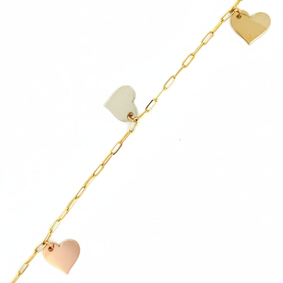 14K Mini Link Heart Charm Bracelet