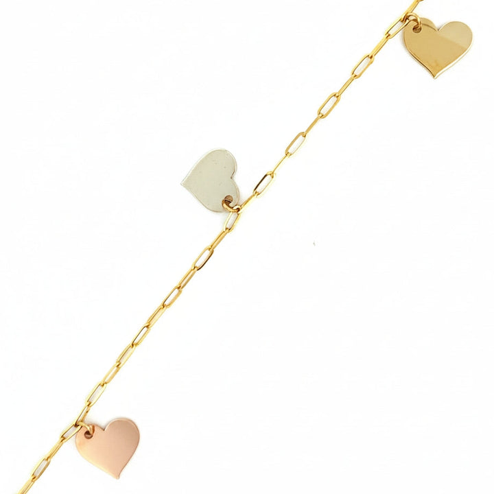 14K Mini Link Heart Charm Bracelet