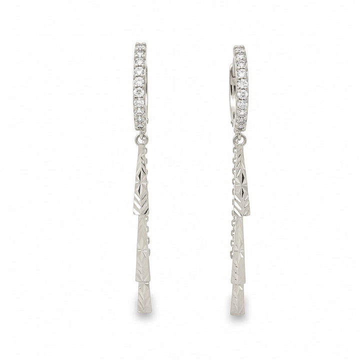 14k Diamond Cut Huggie Bar Earrings