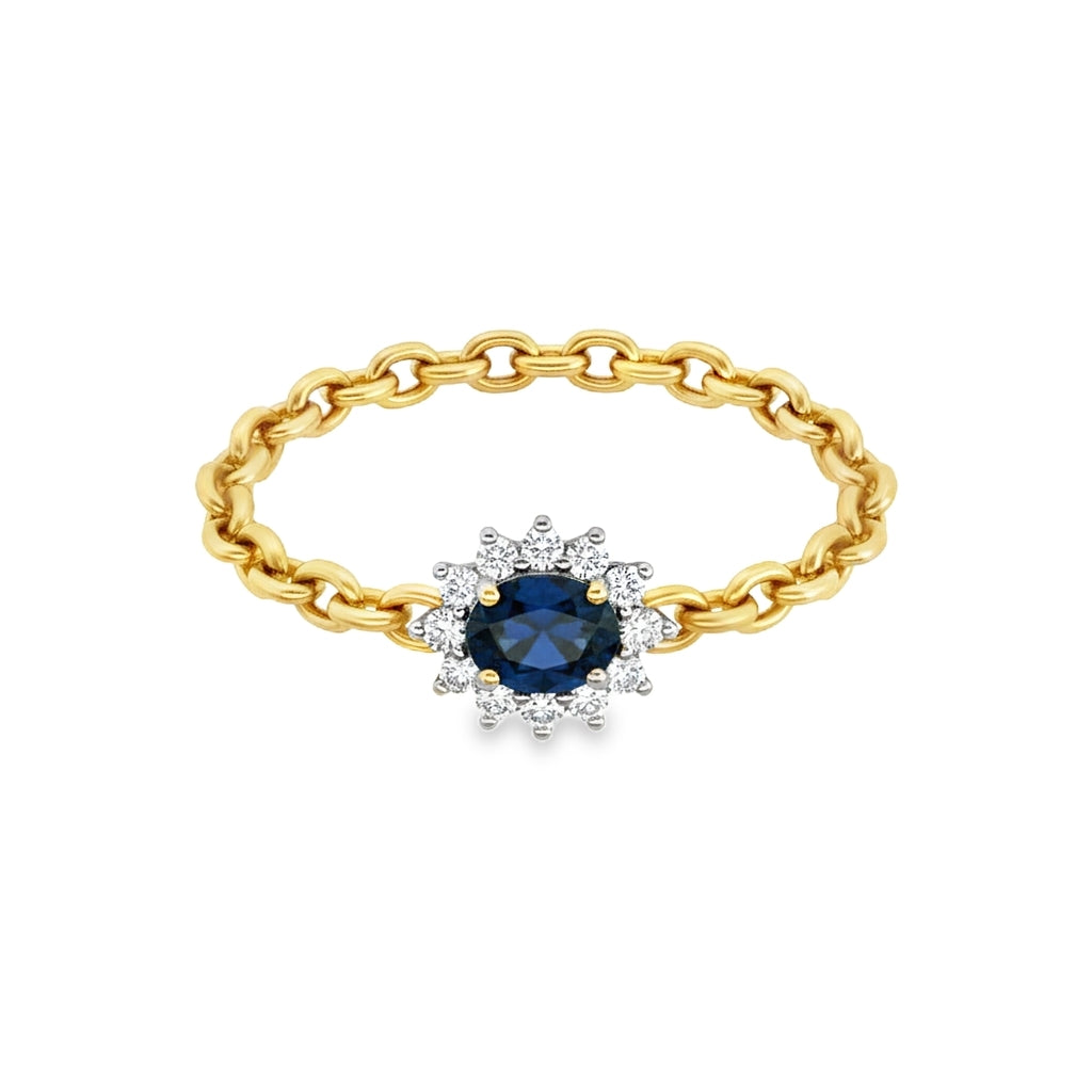14K Sapphire Chain Ring