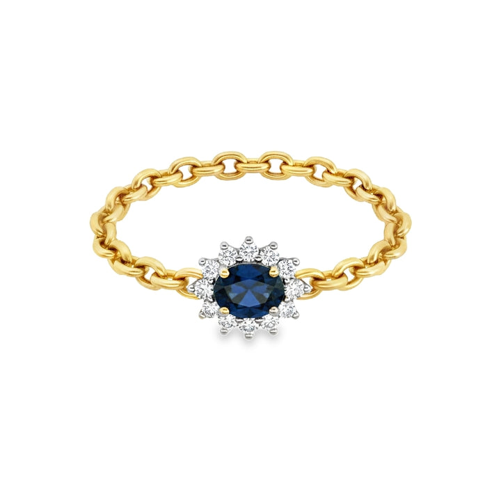 14K Sapphire Chain Ring