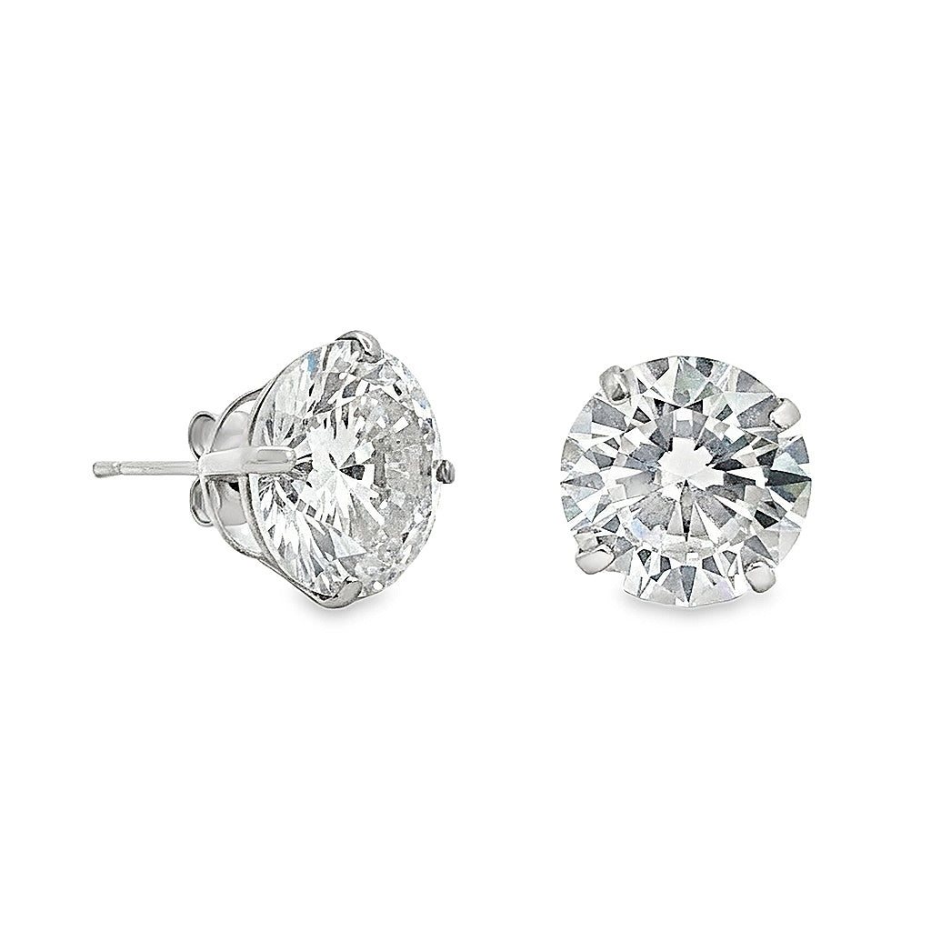 14K Studs With Round Cubic Zirconia