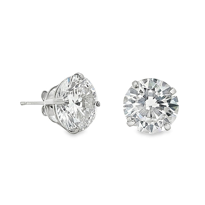 14K Studs With Round Cubic Zirconia