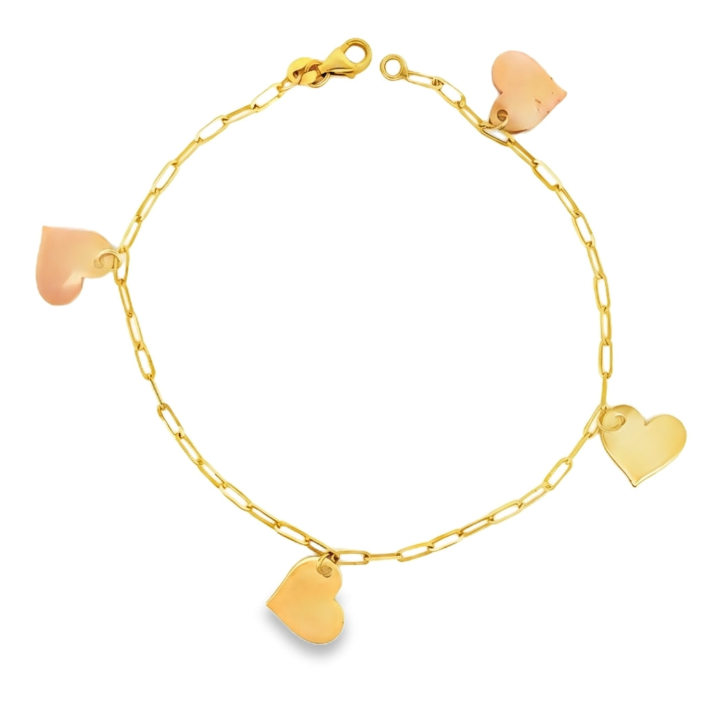 14K Mini Link Heart Charm Bracelet