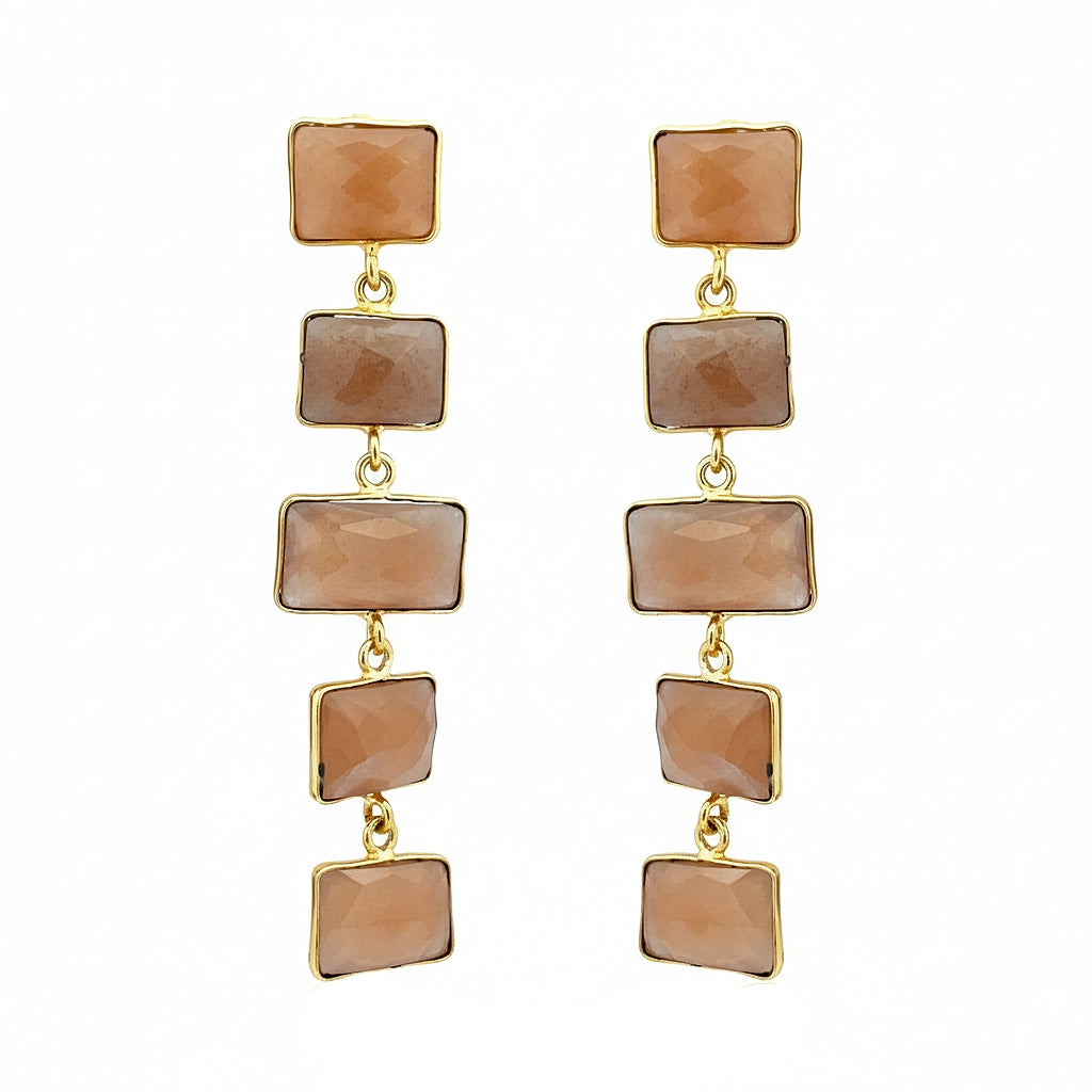 Rectangular Shape Bezel Set Drop Earrings