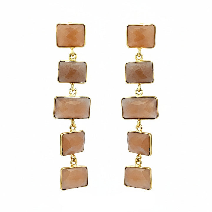 Rectangular Shape Bezel Set Drop Earrings