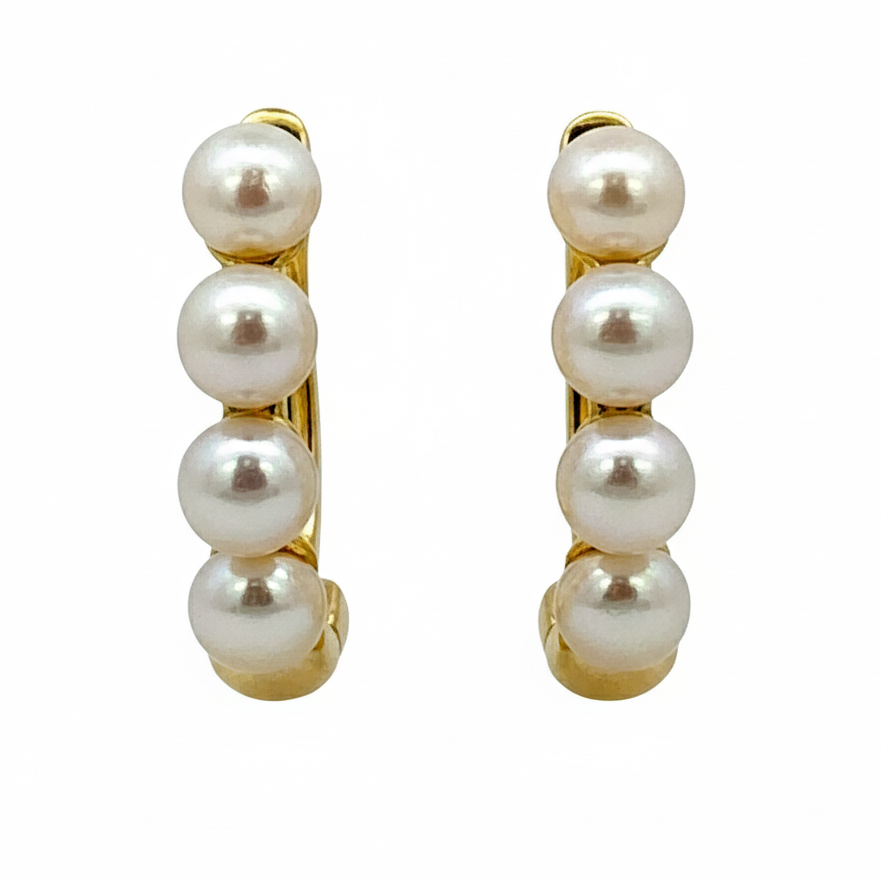 Fresh Water Pearl Huggies in Gold