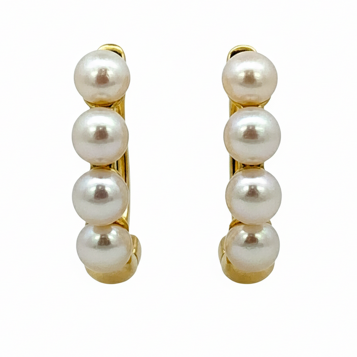 Fresh Water Pearl Huggies in Gold