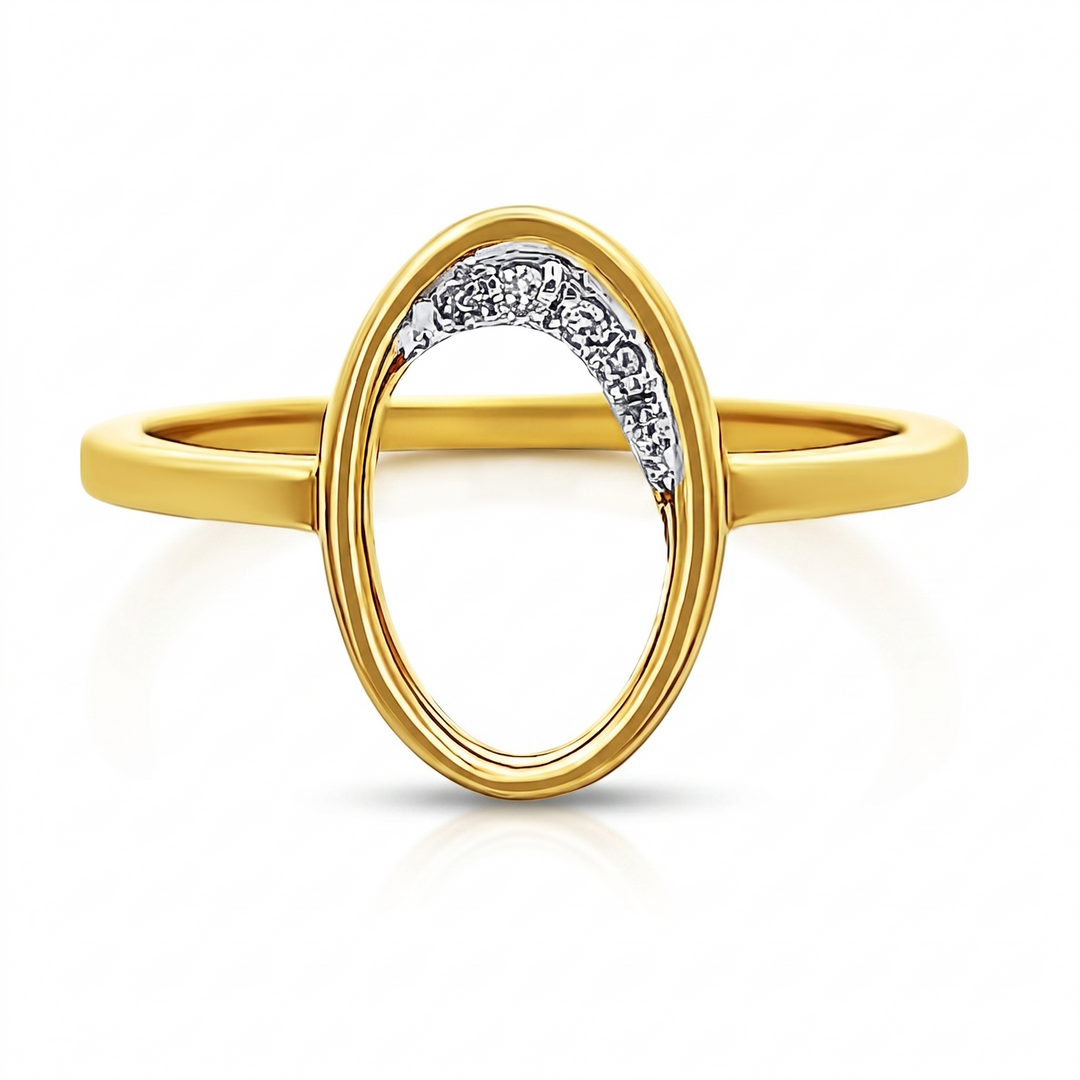 14K Gold Oval Diamond Ring