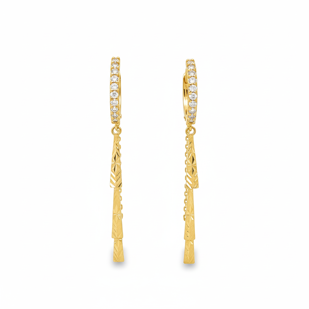 14k Diamond Cut Huggie Bar Earrings