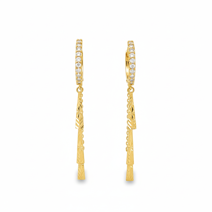 14k Diamond Cut Huggie Bar Earrings
