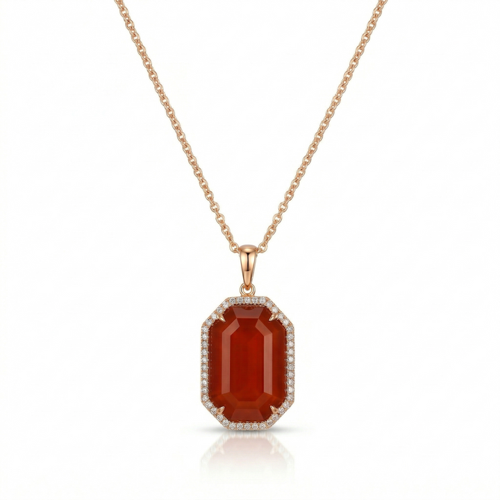 Hexagon Carnelian Pendant Necklace