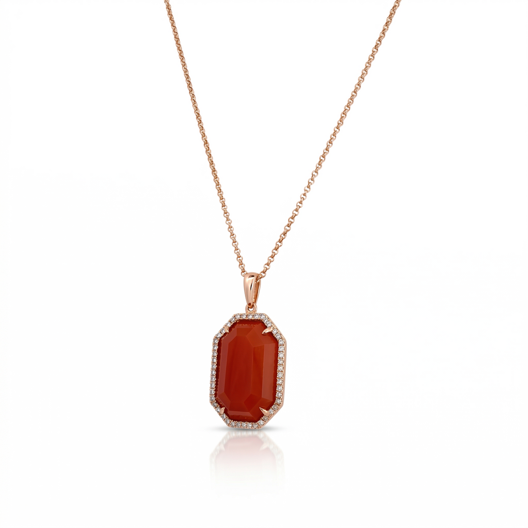 Hexagon Carnelian Pendant Necklace