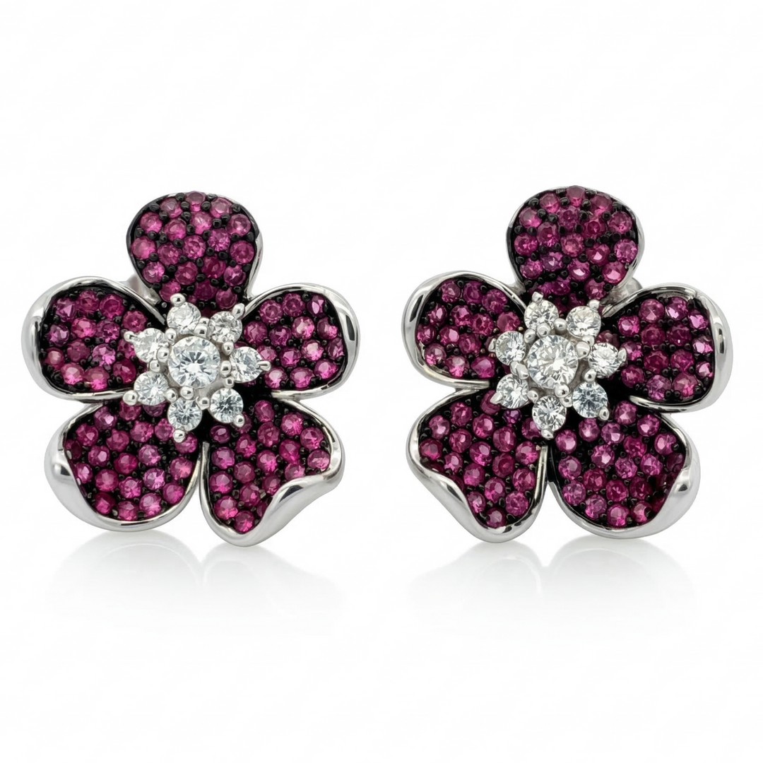 Pink Flower Studs