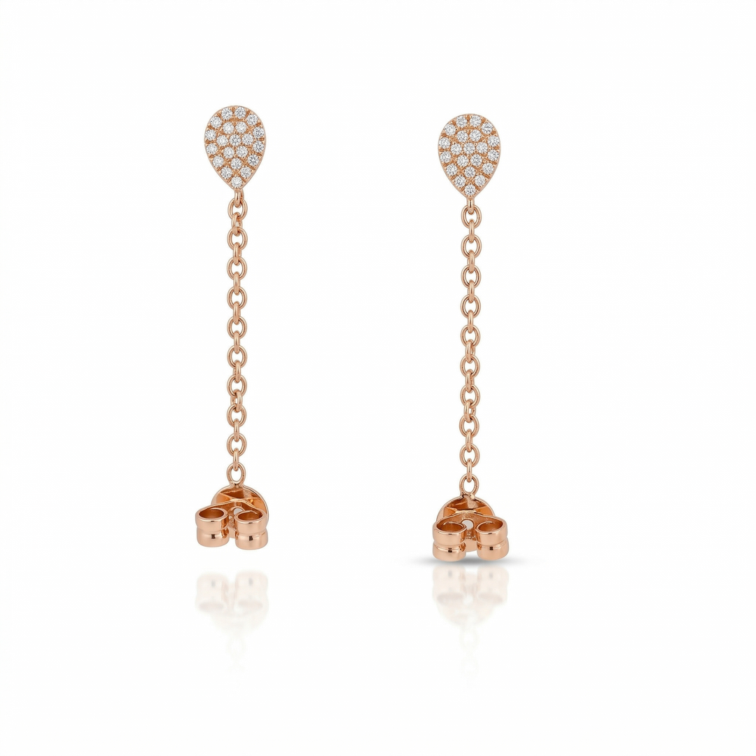 Teardrop Diamond Chain Earrings