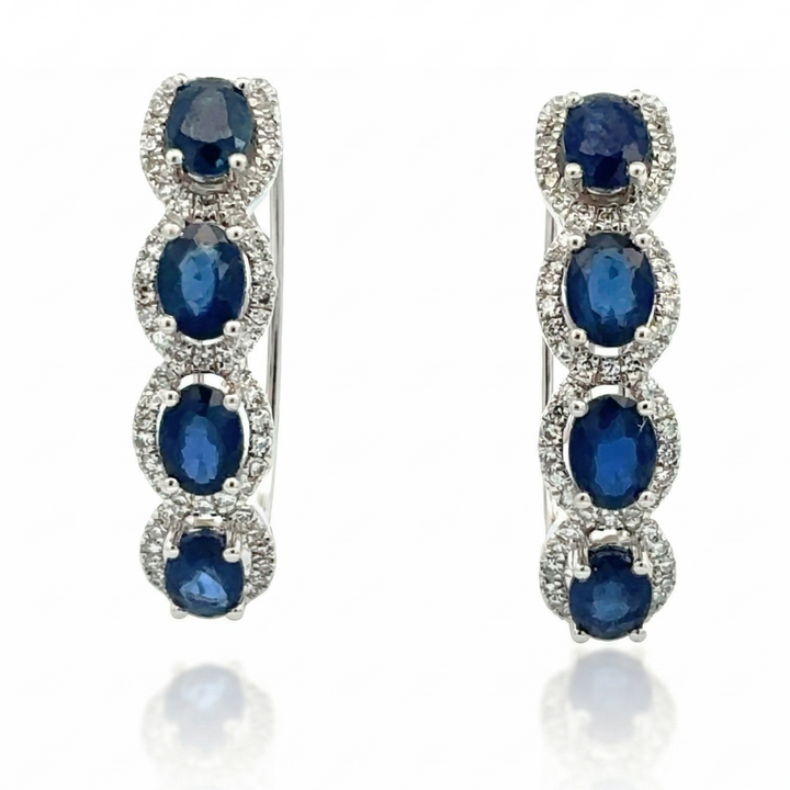 Sapphire & Diamond Halo Oval Hoop