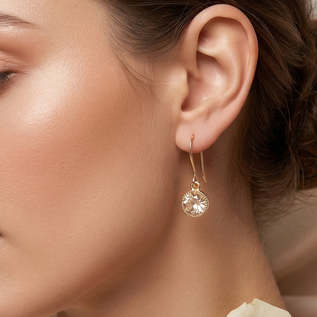 Single Stone Crystal Drop Earrings