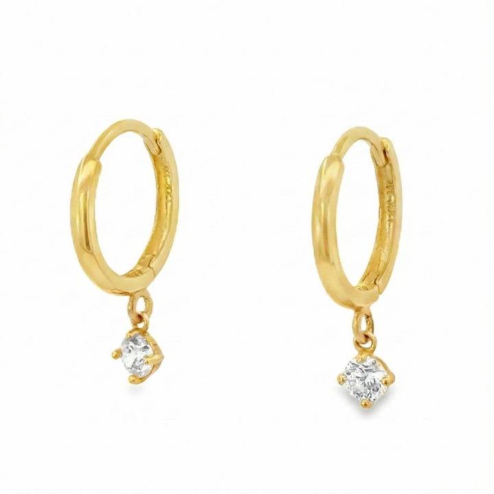 14K Miniature Drop Huggie