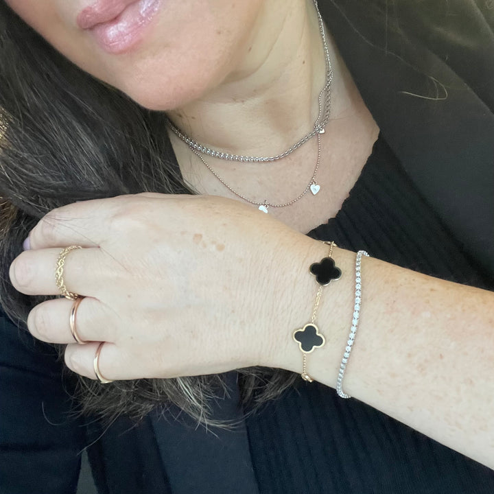 14K Onyx Clover Bracelet