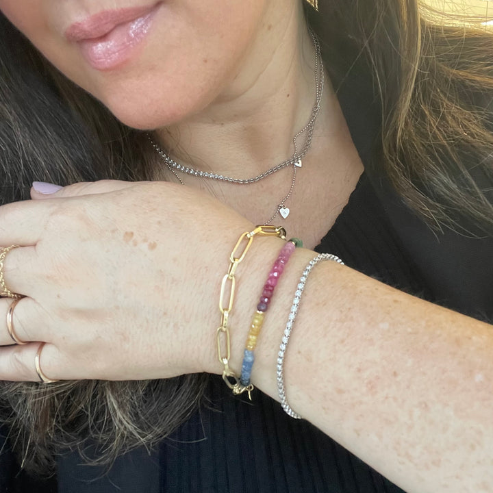 14K Gold Sapphire Beaded Bracelet