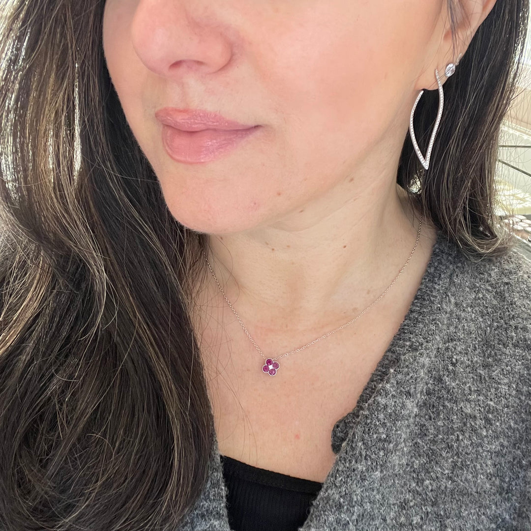14K Ruby Flower Necklace