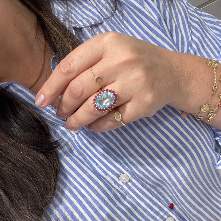 14k Topaz & Ruby Gemstone Ring