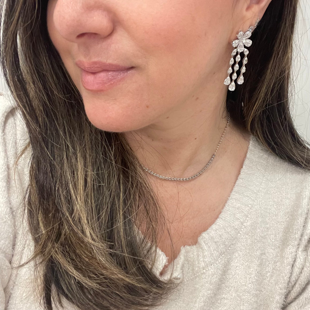 Floral Pear Shaped Drop Earrings