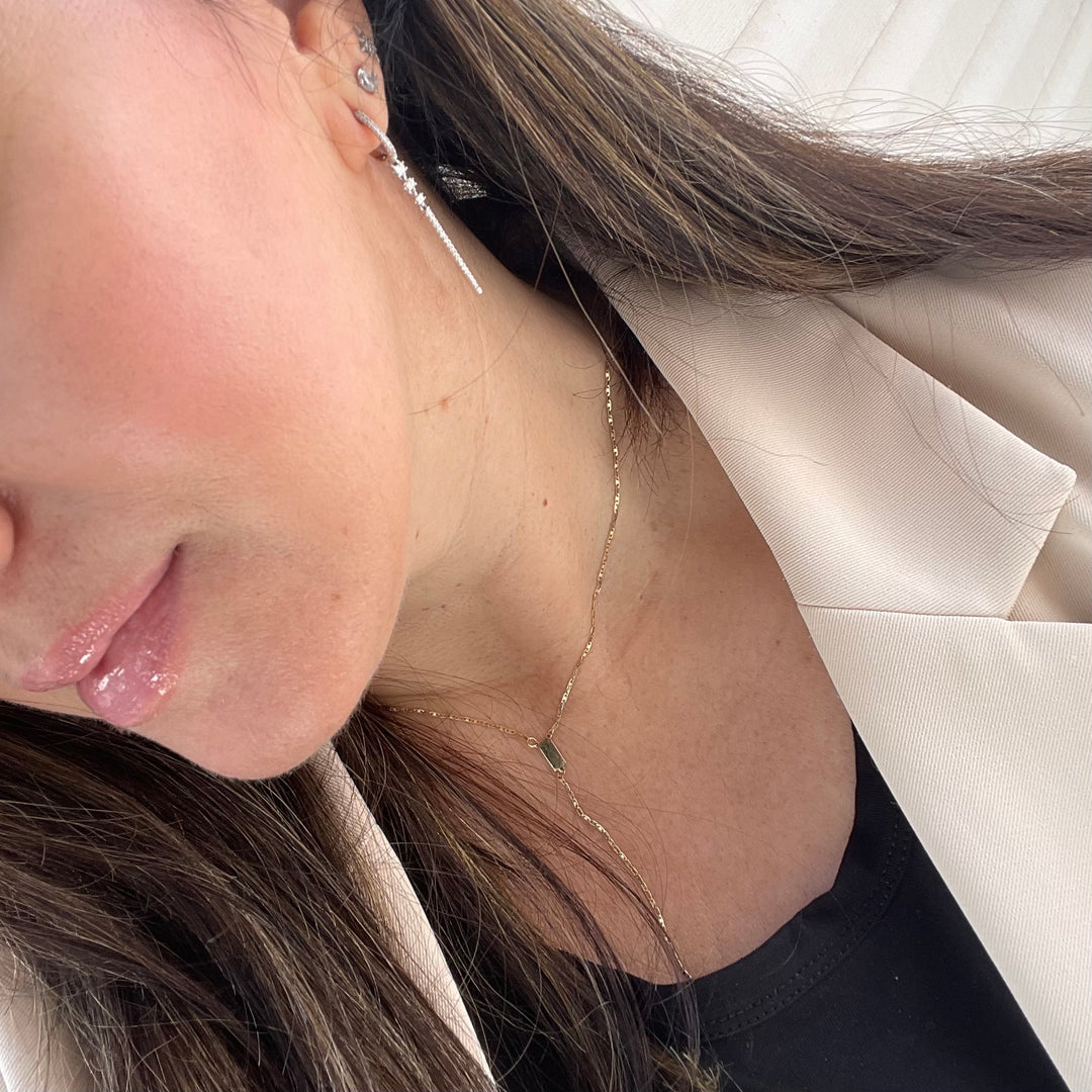 Diamond Linear Huggie Earrings